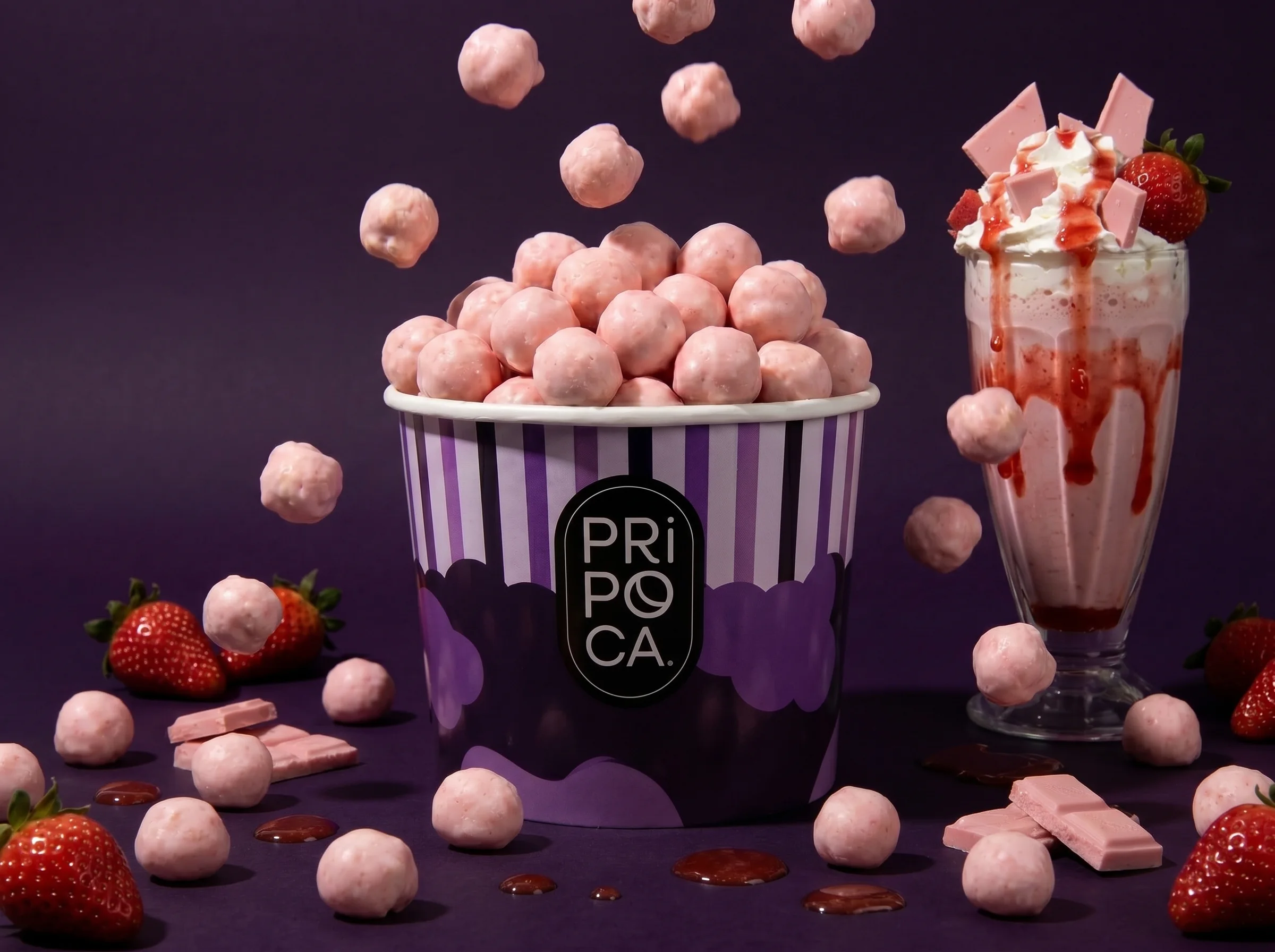 Pipoca Milkshake de Morango